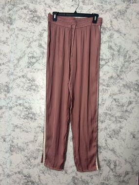 American Eagle Outfitters Mauve Track Pants with Cream Side Stripe